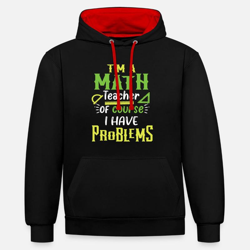 Professeur de maths maths - Sweat à capuche contrasté - noir/rouge