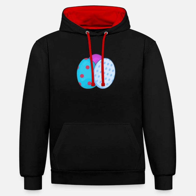 Oeufs de pâques de pâques - Sweat à capuche contrasté - noir/rouge