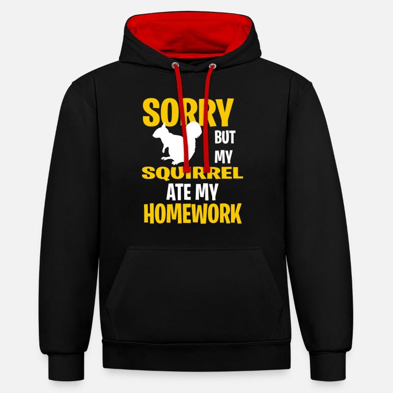 Funny Squirrel Present Idea - Contrast hoodie - black/red