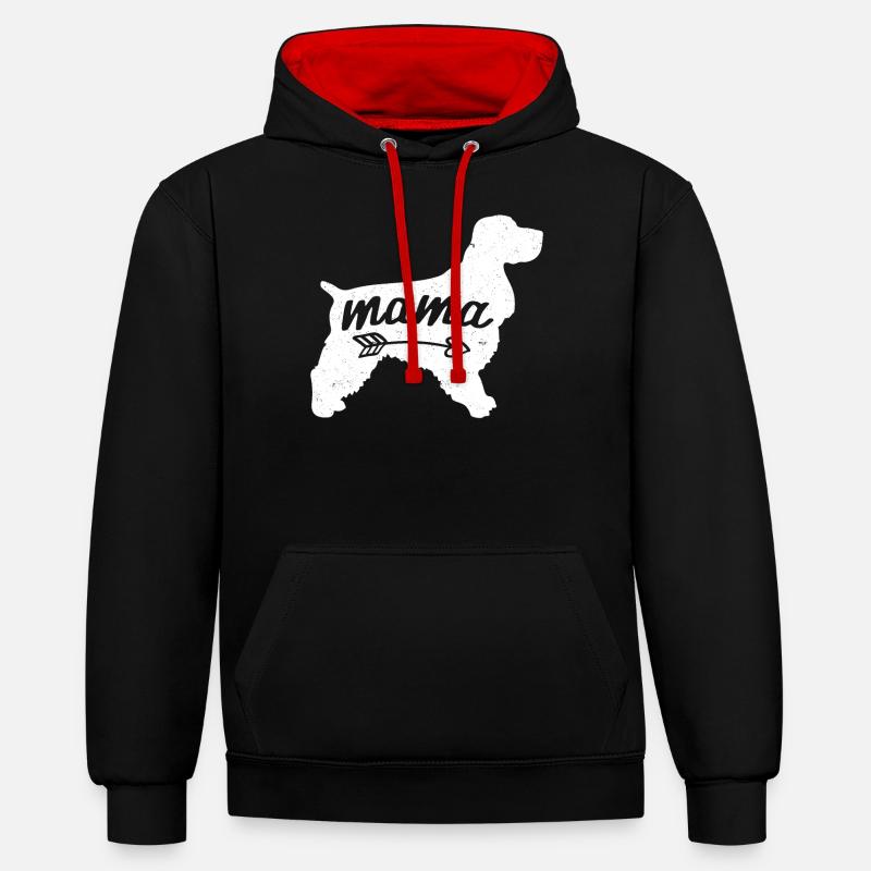 Cocker Spaniel - Sweat à capuche contrasté - noir/rouge