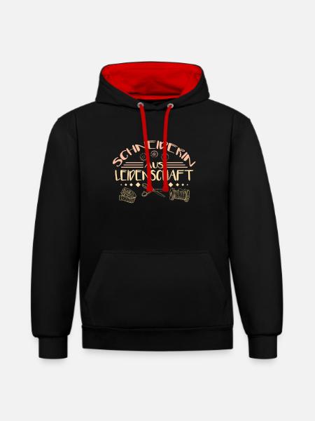 Schneiderin leidenschaft - Kontrast-Hoodie - Schwarz/Rot