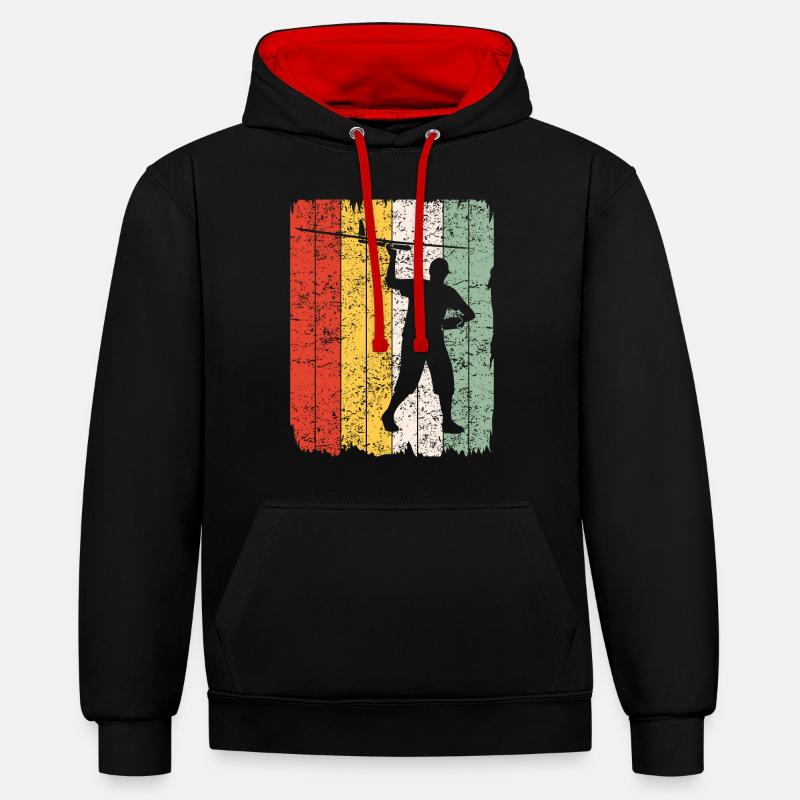Modellflug Modellbauer Flugzeug Retro Geschenk - Kontrast-Hoodie - Schwarz/Rot