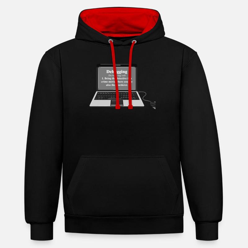 Funny Computer Debugging Programmer Design - Contrast hoodie - black/red