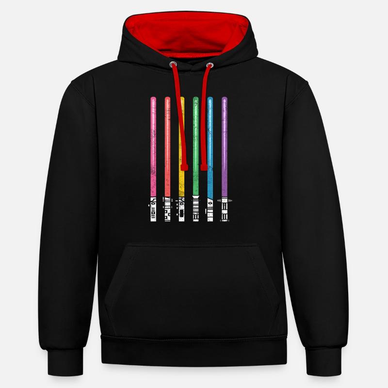 Pride Arc-en-ciel CSD LGBT - Sweat à capuche contrasté - noir/rouge