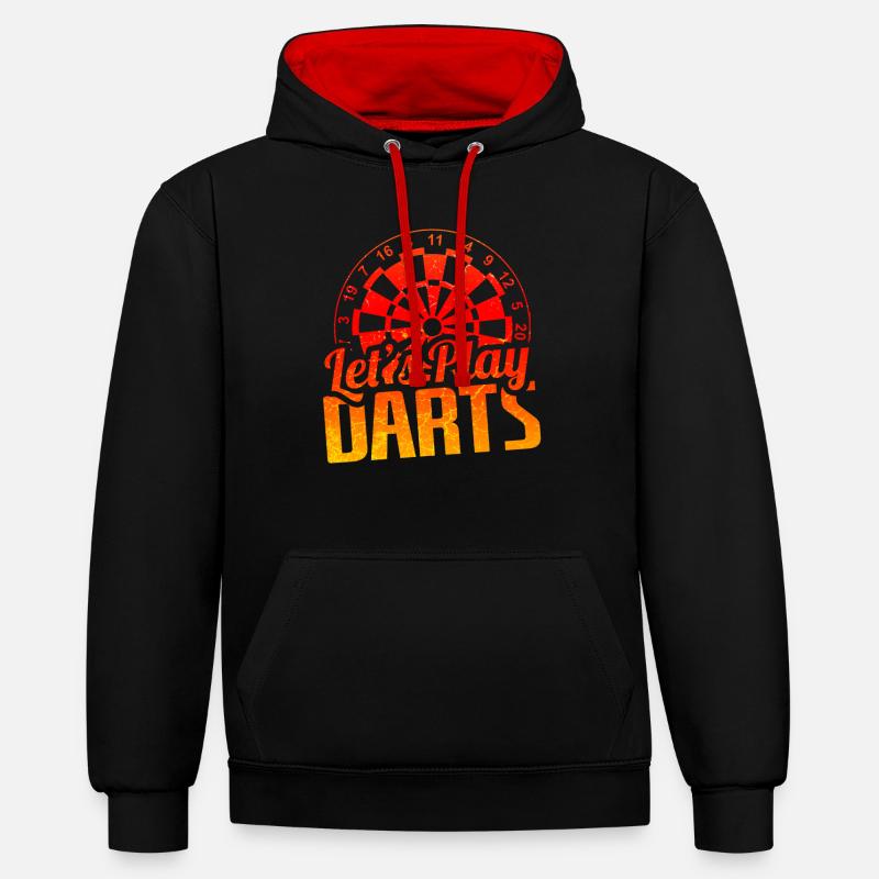 Jeu de fléchettes Joueurs Cadeau - Sweat à capuche contrasté - noir/rouge