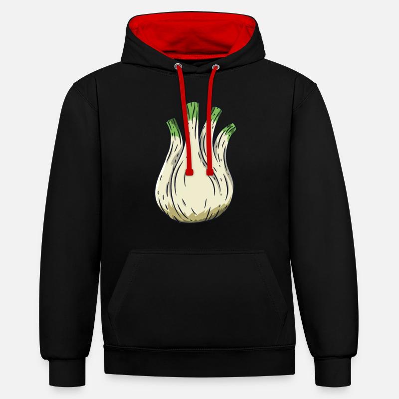 fenouil - Sweat à capuche contrasté - noir/rouge