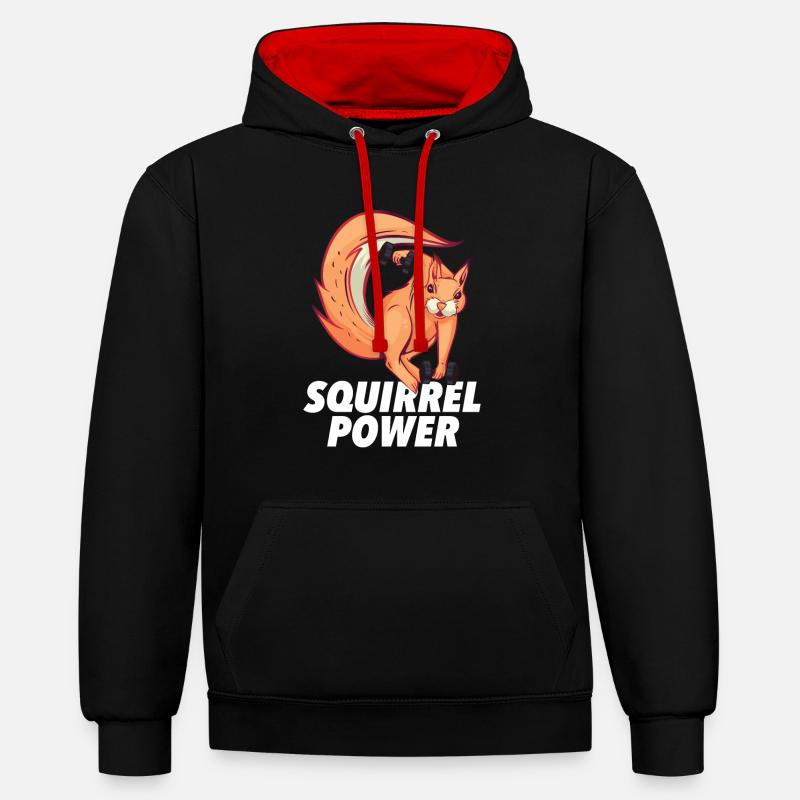 Écureuils - Sweat à capuche contrasté - noir/rouge