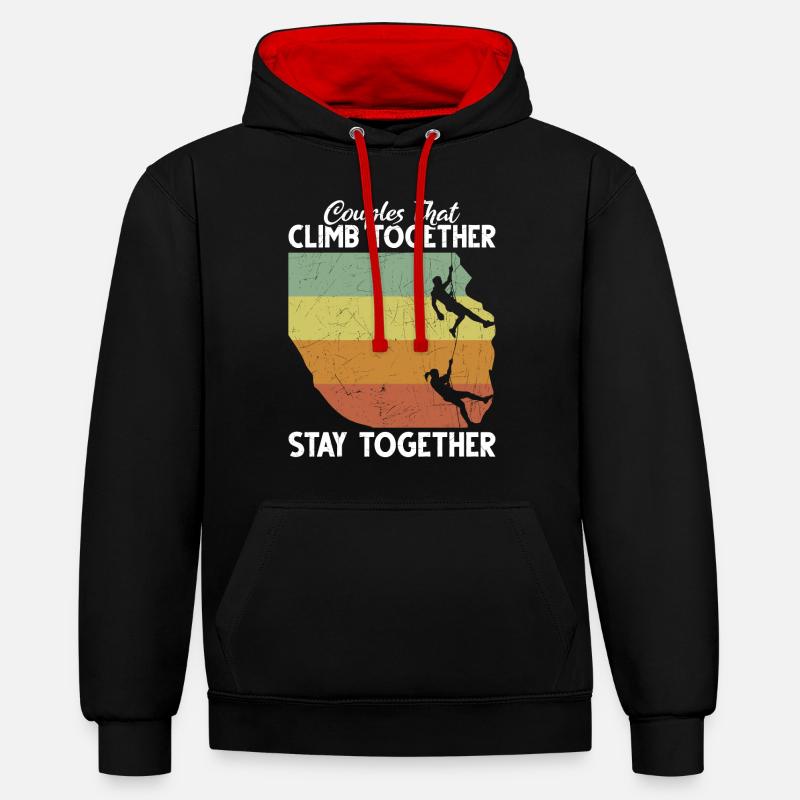 Rock Climbing Climber Retro - Sweat à capuche contrasté - noir/rouge