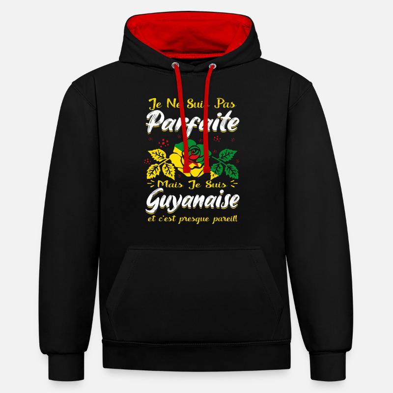Guyanaise Guyane Humour - Sweat à capuche contrasté - noir/rouge