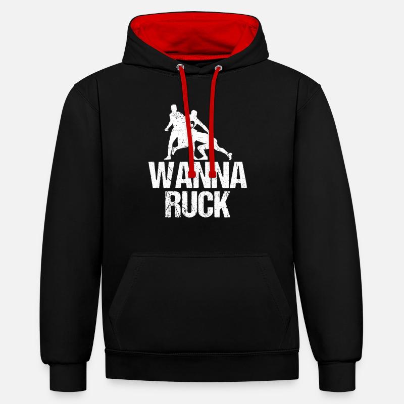 Rugby - Contrast hoodie - black/red