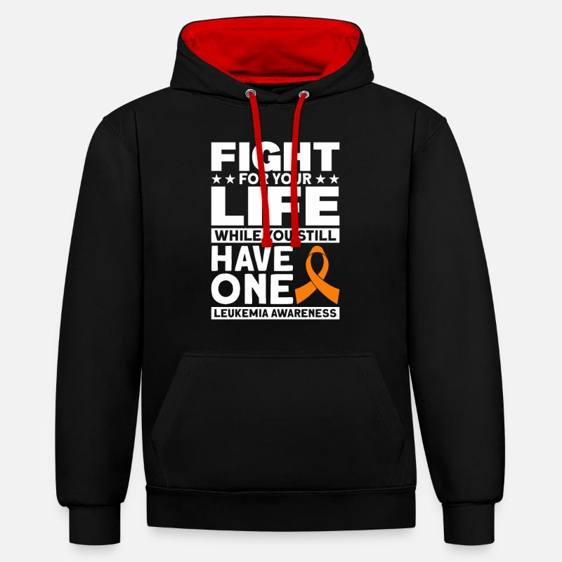 Patient Leucémie Cadeau - Sweat à capuche contrasté - noir/rouge