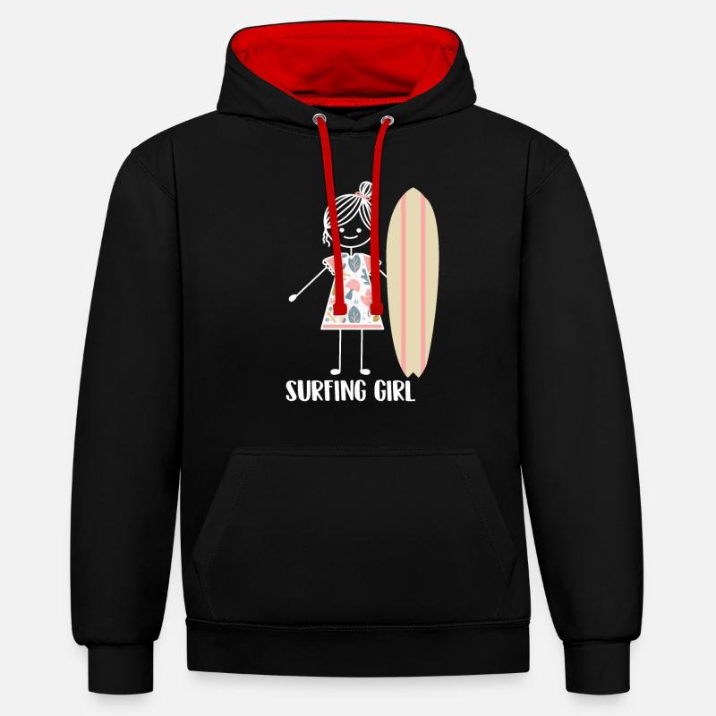 Surf Surfer Surfer - Sweat à capuche contrasté - noir/rouge
