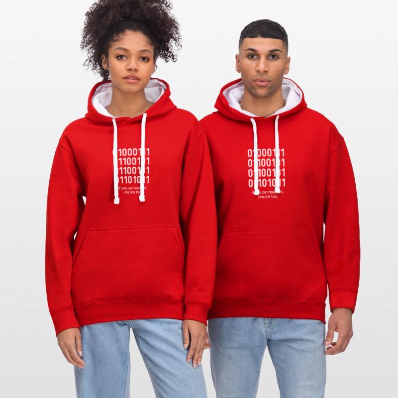 Programmeur de code binaire Cadeau de codeur Sweat à capuche contrasté