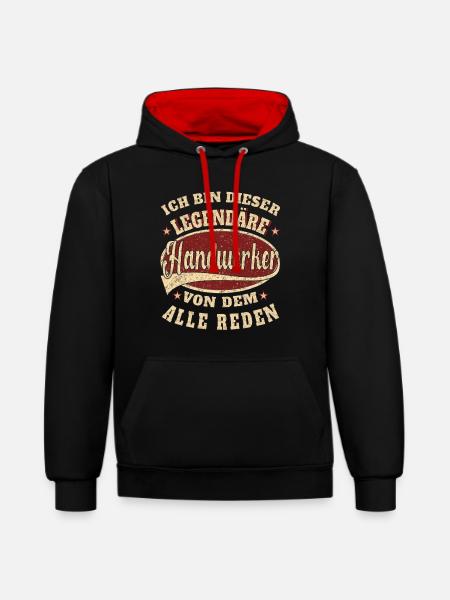 Handwerker Ich bin dieser legendäre Handwerker - Kontrast-Hoodie - Schwarz/Rot