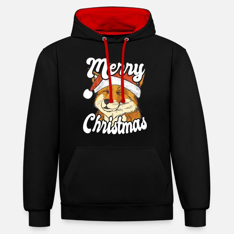 Joyeux Noël Noël Renard - Sweat à capuche contrasté - noir/rouge