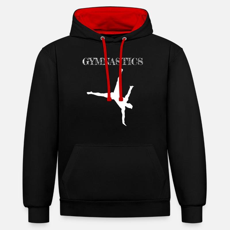 Ginnastica Ginnastica Ginnastica Artistica - Felpa con cappuccio in contrasto cromatico - nero/rosso
