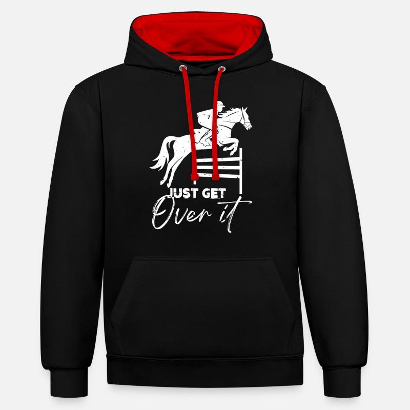 Pferd, Pferde, Mädchen Und Pferde - Kontrast-Hoodie - Schwarz/Rot