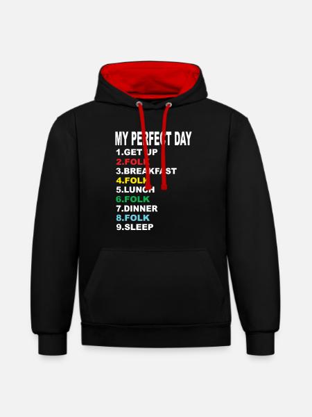 My Perfect Day Folk - Contrast hoodie - black/red