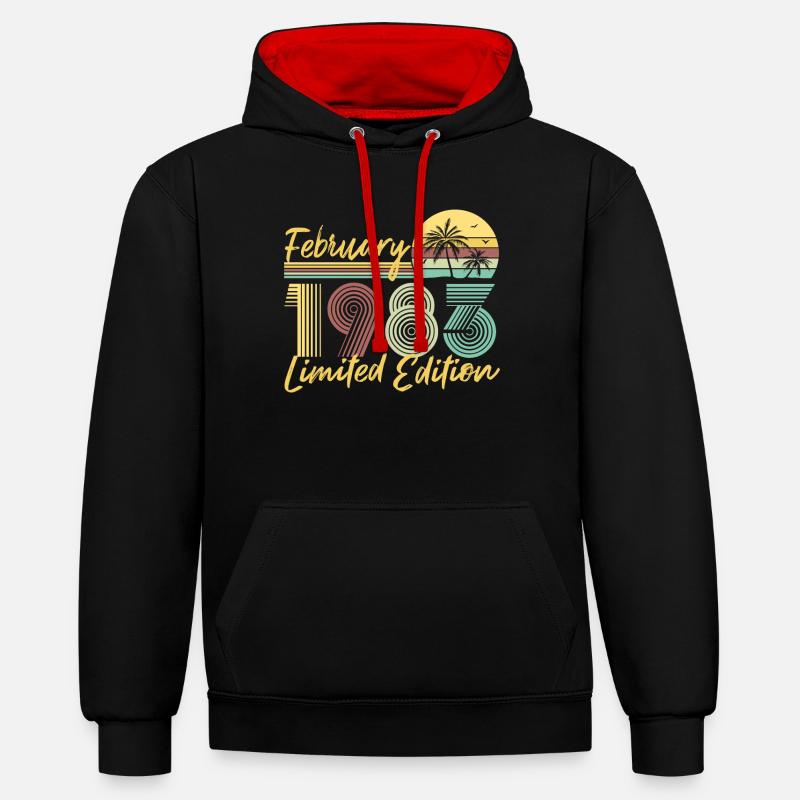 Février 1983 Édition limitée - Sweat à capuche contrasté - noir/rouge