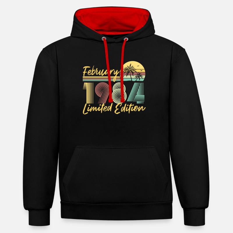 Février 1984 Édition limitée - Sweat à capuche contrasté - noir/rouge