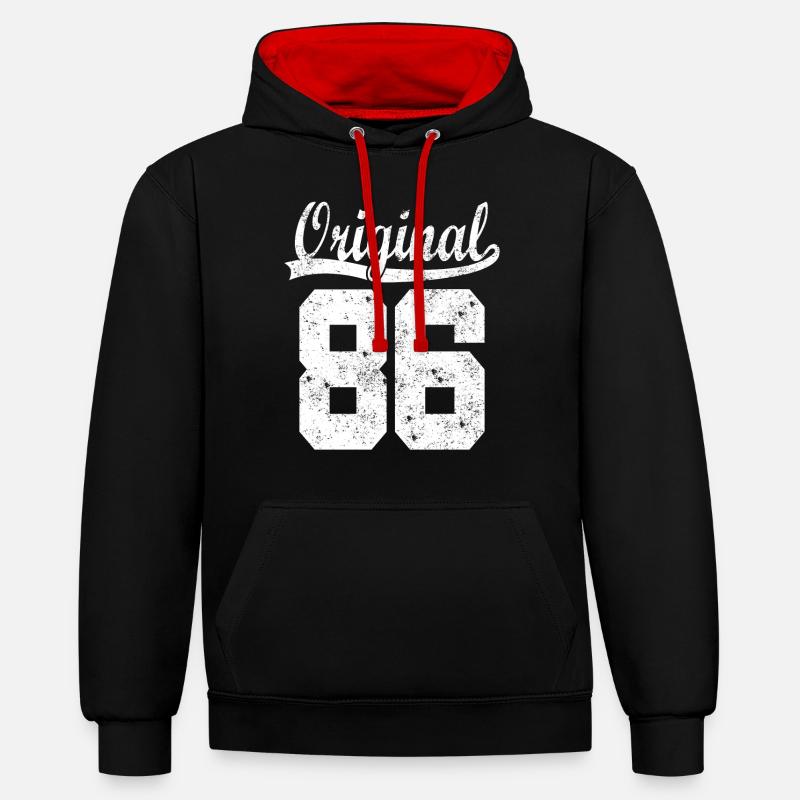 86 nés Gift - Sweat à capuche contrasté - noir/rouge