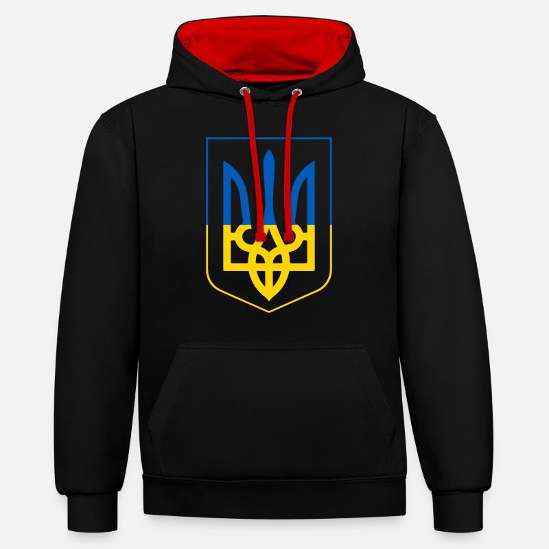 Drapeau de l’Ukraine - Sweat à capuche contrasté - noir/rouge