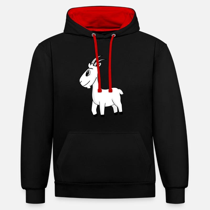 Bouc de chèvre - Sweat à capuche contrasté - noir/rouge