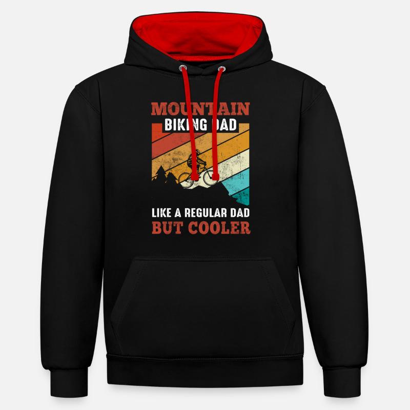 Papa Du VTT - Sweat à capuche contrasté - noir/rouge