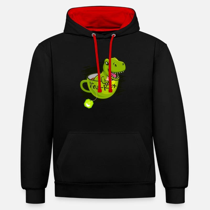 T-Rex Tee Rex Tea Rex - Kontrast-Hoodie - Schwarz/Rot