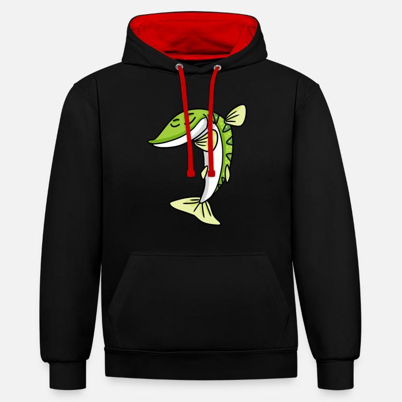 Dabbing Dab Pike Fish - Sweat à capuche contrasté - noir/rouge