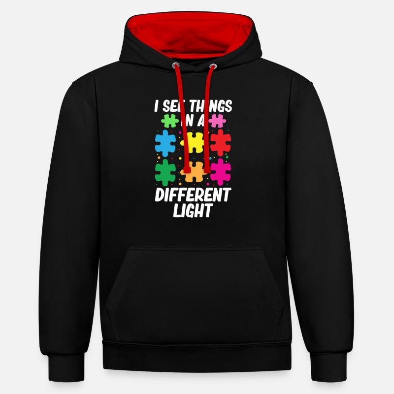 Autisme autiste - Sweat à capuche contrasté - noir/rouge