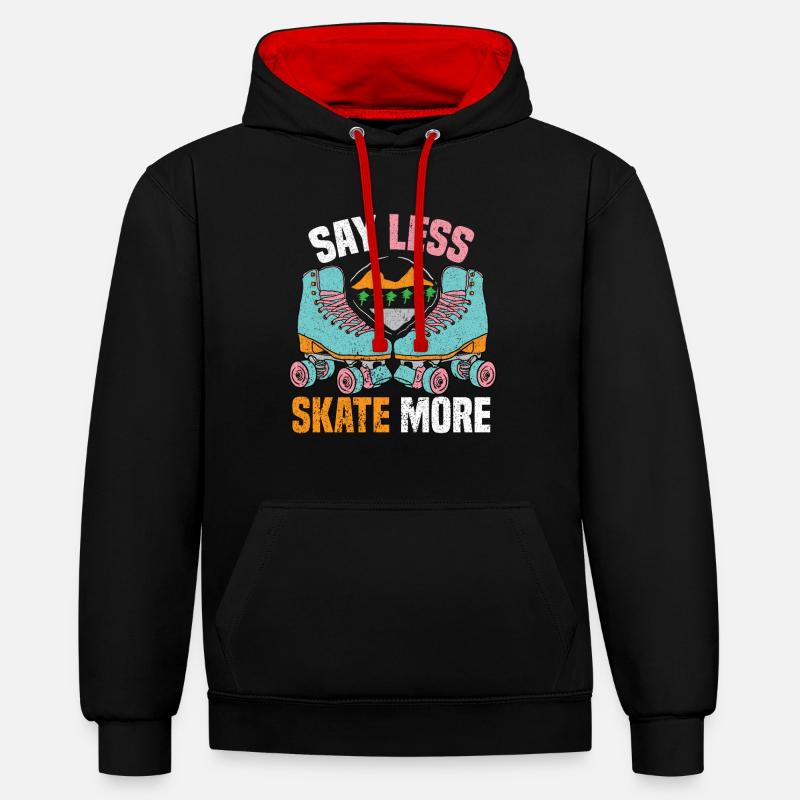 Rollerskate Rollerskating Skating Rollerblades - Kontrast-Hoodie - Schwarz/Rot
