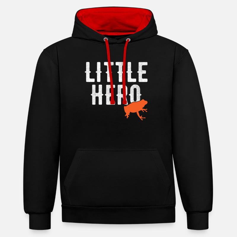 Petit Héros - Grenouille douce - Sweat à capuche contrasté - noir/rouge