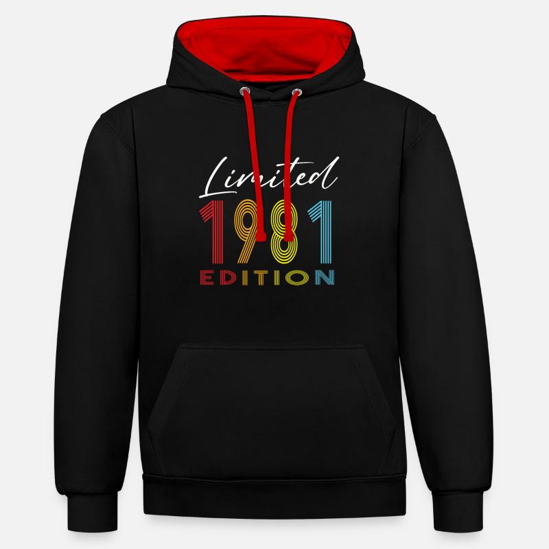 Édition limitée 1981 - Sweat à capuche contrasté - noir/rouge