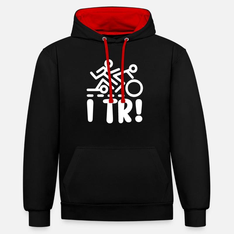 Triathlon - Sweat à capuche contrasté - noir/rouge