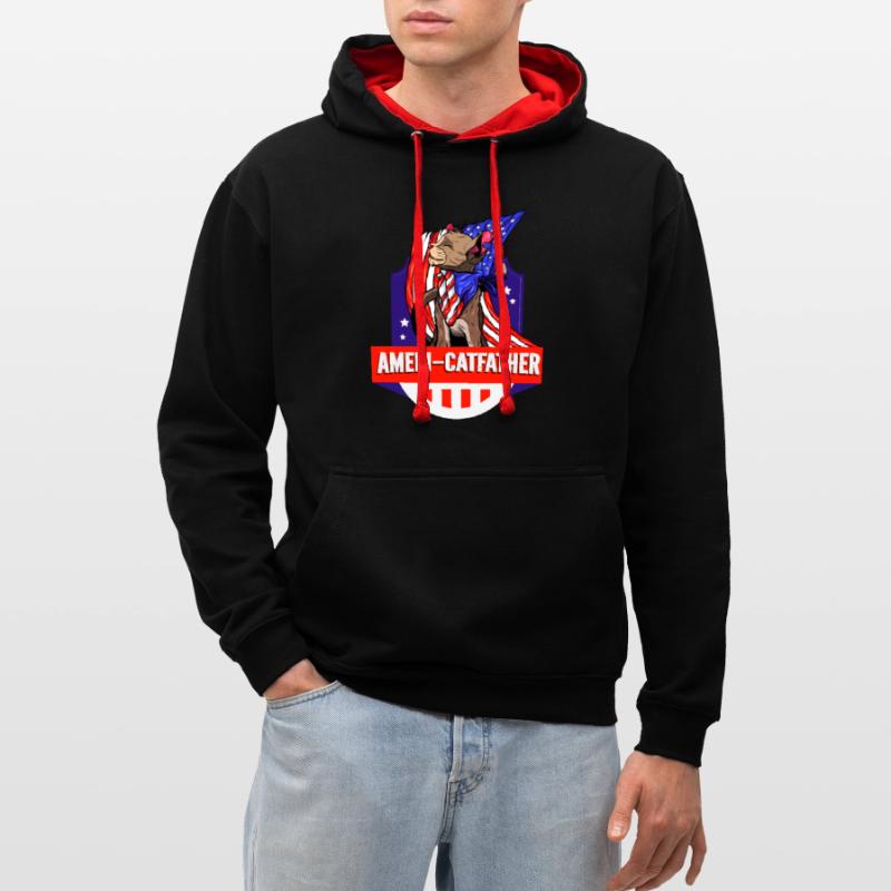 Ameri-catfather July 4 Independence Day Contrast hoodie