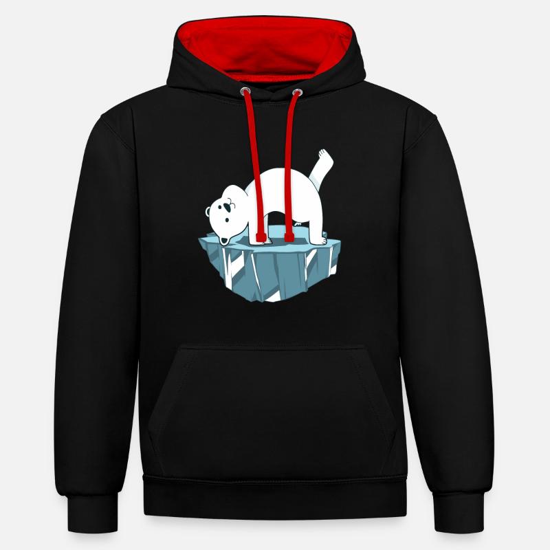 Yoga Ours polaire - Sweat à capuche contrasté - noir/rouge