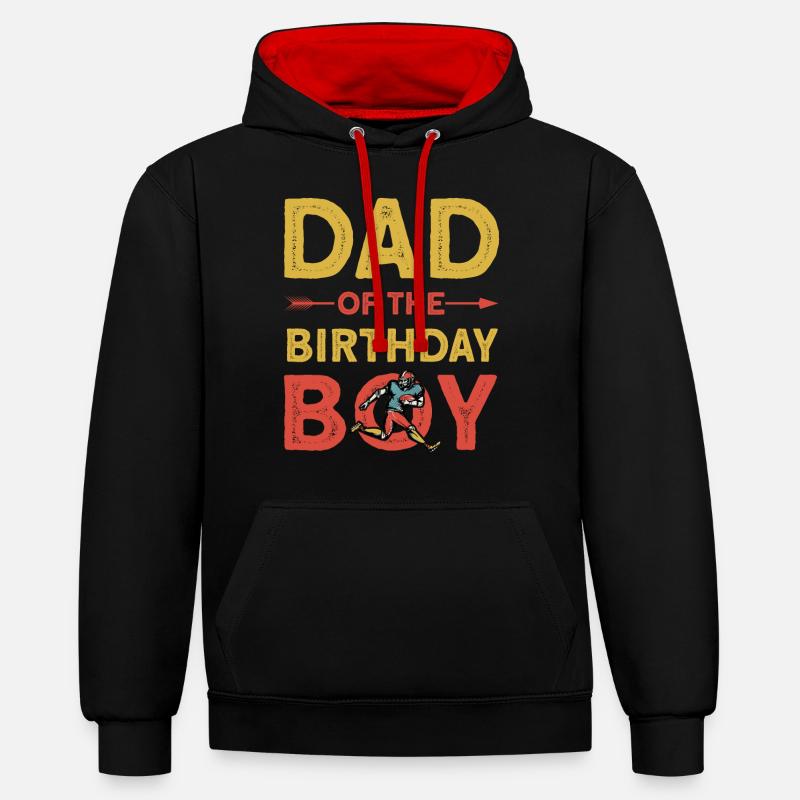 Papa du garçon d’anniversaire - Sweat à capuche contrasté - noir/rouge