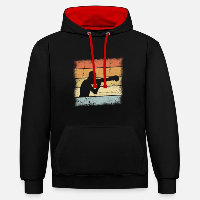 Boxer Rétro - Sweat à capuche contrasté - noir/rouge