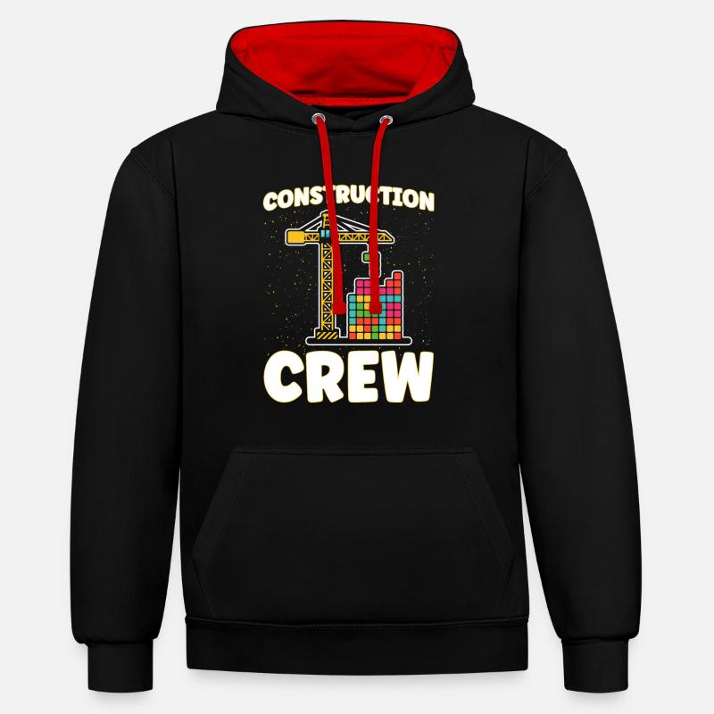 Crew clamping module module - Contrast hoodie - black/red