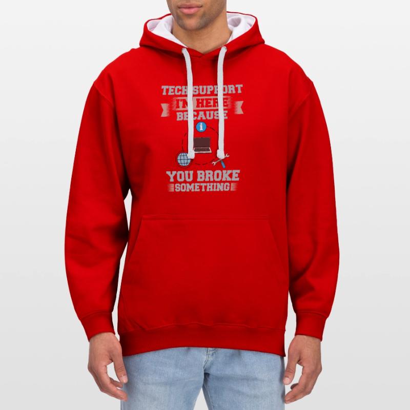 Tech Support IT Technical Assistance Helpdesk Contrast hoodie