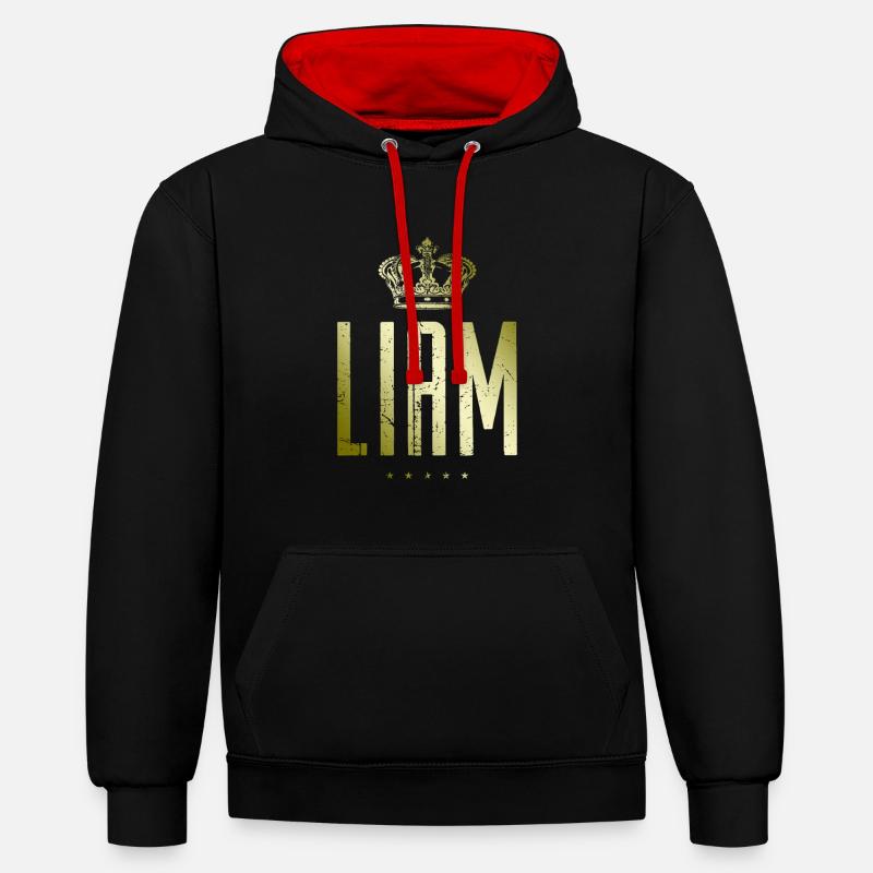 Liam - Sweat à capuche contrasté - noir/rouge