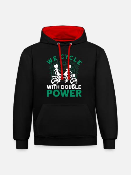 We Cycle With Double Power Tandem Bicycle - Contrast hoodie - black/red