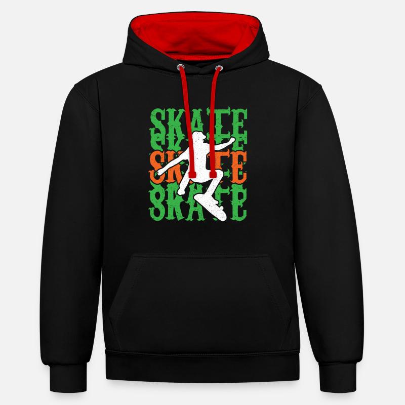 Skateboard Skateboard Skateboarder Patinage - Sweat à capuche contrasté - noir/rouge