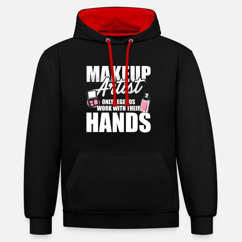 Maquilleuse - Sweat à capuche contrasté - noir/rouge
