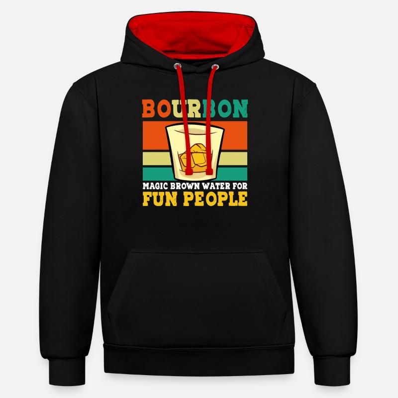 Bourbon Funny Whiskey Dicton - Sweat à capuche contrasté - noir/rouge
