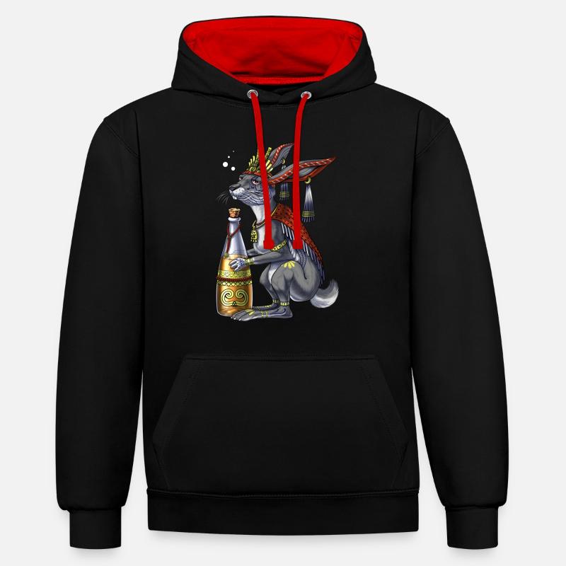 Créature aztèque Centzon - Sweat à capuche contrasté - noir/rouge