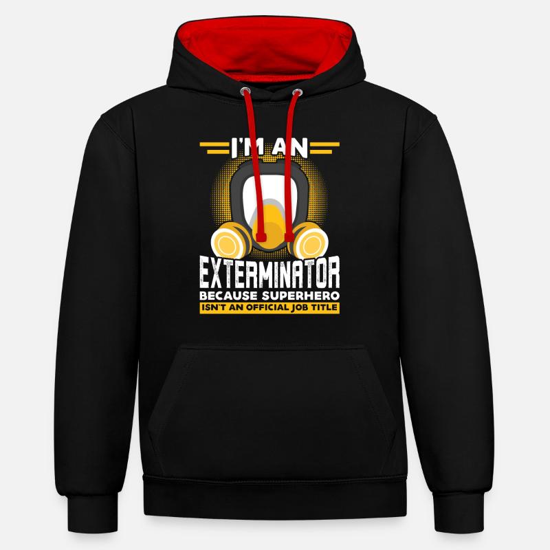 Ich Bin Ein Kammerjäger - Schädlingsbekämpfung - Kontrast-Hoodie - Schwarz/Rot
