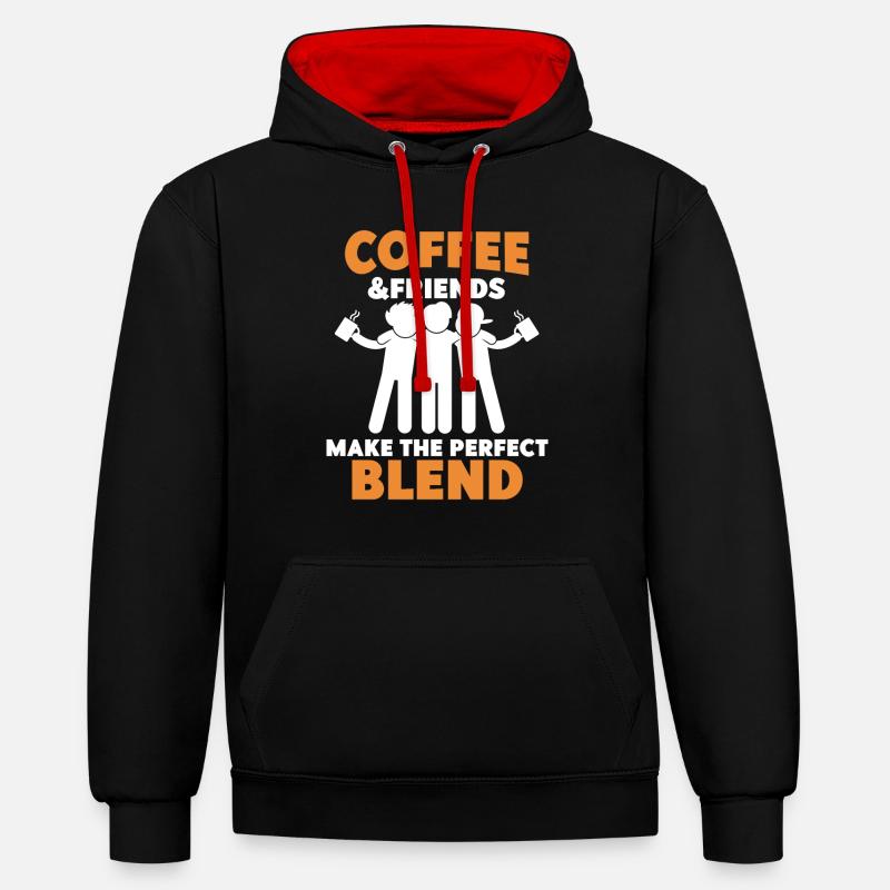 Kaffee Freunde Kaffeetrinker Kaffee trinken - Kontrast-Hoodie - Schwarz/Rot