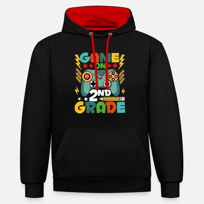 Jeu Sur Le 2ème Grade - Sweat à capuche contrasté - noir/rouge